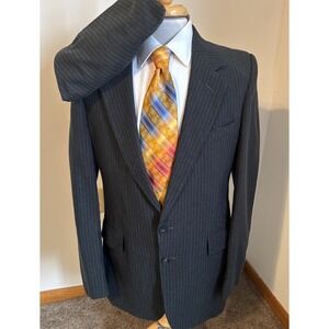 Men's Charcoal Pinstripe Suit Jacket - Classic Two-Button Blazer